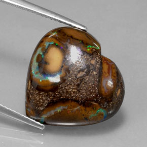 Opale boulder multicolore naturelle forme de coeur, 14,96 ct, opaque