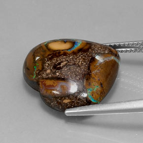 Opale boulder multicolore naturelle forme de coeur, 14,96 ct, opaque