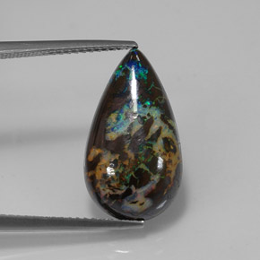 Opale boulder multicolore naturelle en forme de poire, 7,90 ct, opaque