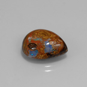 Opale boulder multicolore naturelle en forme de poire, 6,43 ct, opaque