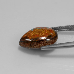 Opale boulder multicolore naturelle en forme de poire, 6,43 ct, opaque