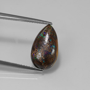 Opale boulder multicolore naturelle en forme de poire, 4,03 ct, opaque