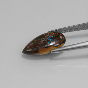 Opale boulder multicolore naturelle en forme de poire, 4,03 ct, opaque