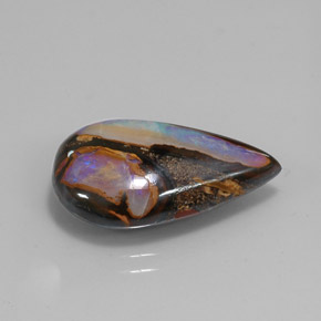 Opale boulder multicolore naturelle en forme de poire, 10,99 ct, opaque