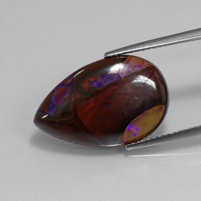Opale boulder multicolore naturelle en forme de poire, 11,70 ct, opaque