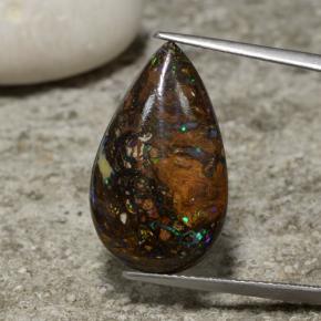 Opale boulder multicolore naturelle en forme de poire, 10,52 ct, opaque