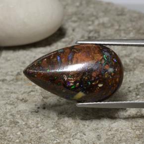 Opale boulder multicolore naturelle en forme de poire, 10,52 ct, opaque