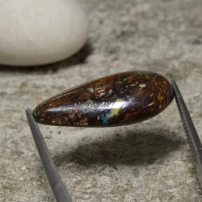 Opale boulder multicolore naturelle en forme de poire, 10,52 ct, opaque