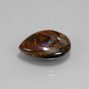 Opale boulder multicolore naturelle en forme de poire, 10,14 ct, opaque