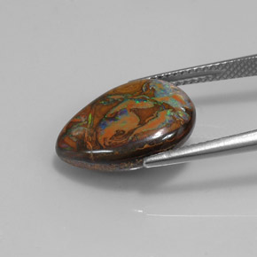 Opale boulder multicolore naturelle en forme de poire, 8,30 ct, opaque