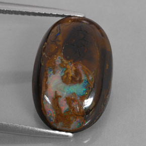 Opale boulder multicolore naturelle coupe ovale, 7,78 ct, opaque