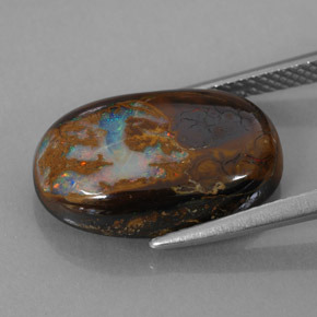 Opale boulder multicolore naturelle coupe ovale, 7,78 ct, opaque