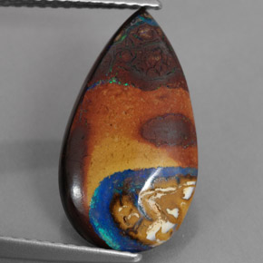 Opale boulder multicolore naturelle en forme de poire, 4,35 ct, opaque