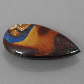 Opale boulder multicolore naturelle en forme de poire, 4,35 ct, opaque