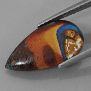 Opale boulder multicolore naturelle en forme de poire, 4,35 ct, opaque