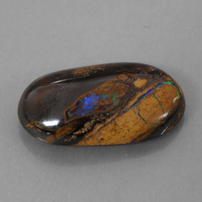 Opale boulder multicolore naturelle coupe ovale, 5,89 ct, opaque