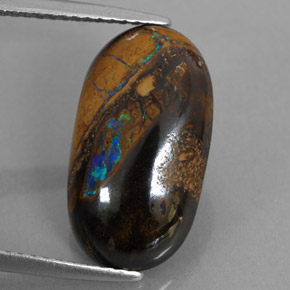 Opale boulder multicolore naturelle coupe ovale, 5,89 ct, opaque