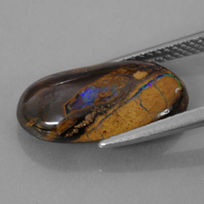 Opale boulder multicolore naturelle coupe ovale, 5,89 ct, opaque