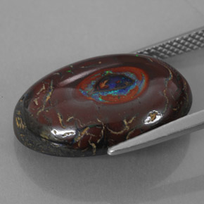 Opale Boulder Multicolore naturelle Coupe ovale, 12.70 ct, Opaque