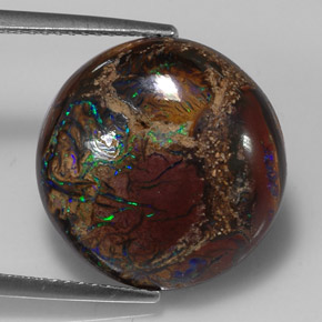 Opale boulder multicolore naturelle coupe roude, 10,98 ct, opaque