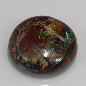 Opale boulder multicolore naturelle coupe roude, 10,98 ct, opaque