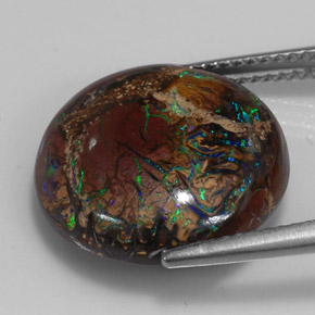 Opale boulder multicolore naturelle coupe roude, 10,98 ct, opaque