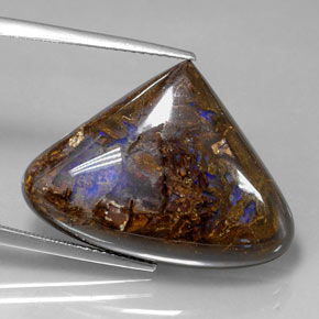 Opale boulder multicolore naturelle en forme de poire, 22,51 ct, opaque