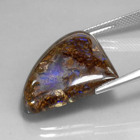 Opale boulder multicolore naturelle en forme de poire, 22,51 ct, opaque
