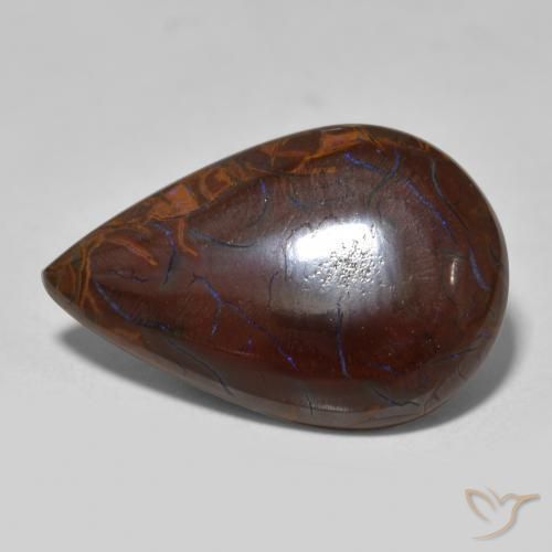 Opale Boulder Multicolore naturelle En forme de poire, 8.60 ct, Opaque