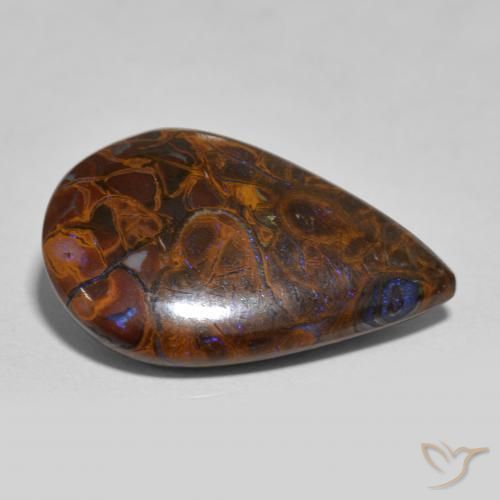 Opale Boulder Multicolore naturelle En forme de poire, 8.60 ct, Opaque