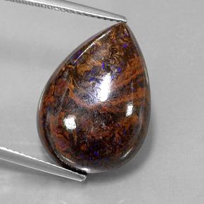 Opale boulder multicolore naturelle en forme de poire, 16,89 ct, opaque