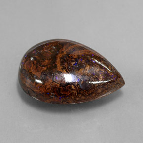 Opale boulder multicolore naturelle en forme de poire, 16,89 ct, opaque