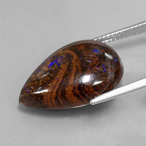 Opale boulder multicolore naturelle en forme de poire, 16,89 ct, opaque