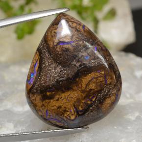 Opale boulder multicolore naturelle en forme de poire, 20,90 ct, opaque