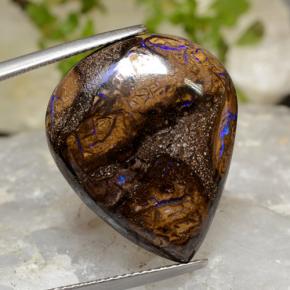 Opale boulder multicolore naturelle en forme de poire, 20,90 ct, opaque