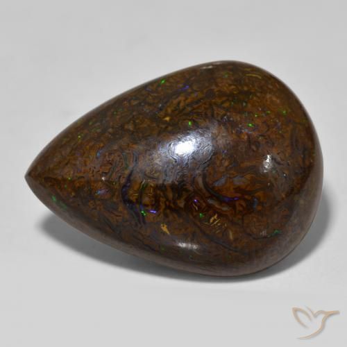Opale Boulder Multicolore naturelle En forme de poire, 26.23 ct, Opaque