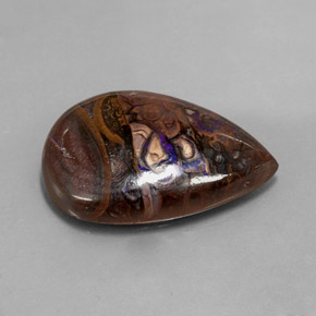 Opale Boulder Multicolore naturelle En forme de poire, 21.51 ct, Opaque