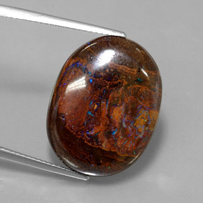 Opale boulder multicolore naturelle coupe ovale, 21,10 ct, opaque