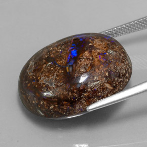 Opale boulder multicolore naturelle coupe ovale, 27,22 ct, opaque