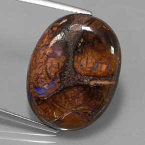 Opale boulder multicolore naturelle coupe ovale, 20,19 ct, opaque