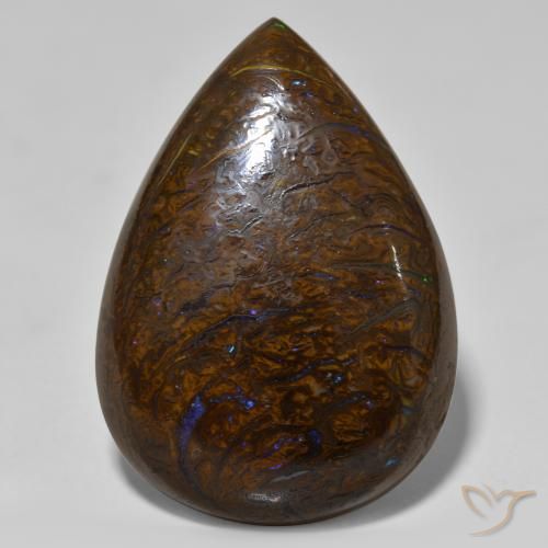 28.03ct Naturel Multicolore Opale Boulder, En forme de poire, Opaque