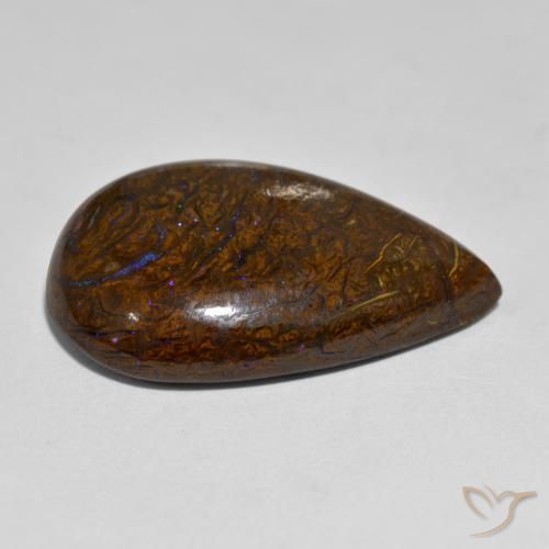Opale Boulder Multicolore naturelle En forme de poire, 28.03 ct, Opaque