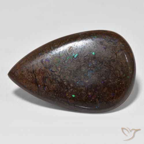 Opale Boulder Multicolore naturelle En forme de poire, 21.46 ct, Opaque