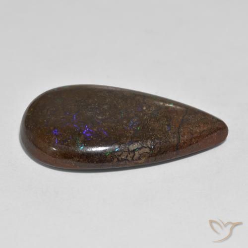Opale Boulder Multicolore naturelle En forme de poire, 21.46 ct, Opaque