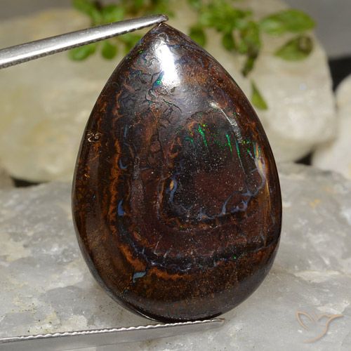 31.20ct Naturel Multicolore Opale Boulder, En forme de poire, Opaque