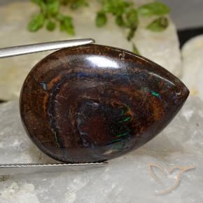 Opale Boulder Multicolore naturelle En forme de poire, 31.20 ct, Opaque