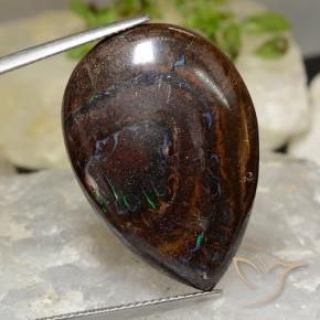 Opale Boulder Multicolore naturelle En forme de poire, 31.20 ct, Opaque
