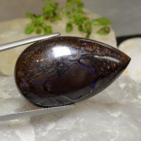 Opale boulder multicolore naturelle en forme de poire, 45,15 ct, opaque