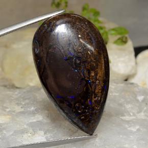 Opale boulder multicolore naturelle en forme de poire, 45,15 ct, opaque