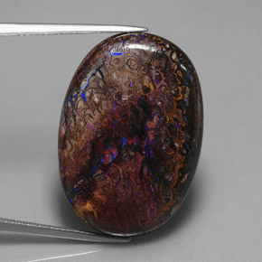 Opale Boulder Multicolore naturelle Coupe ovale, 30.02 ct, Opaque